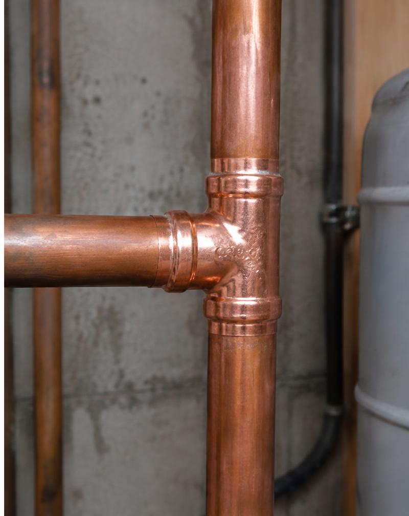Copper pipe, professionally repaired